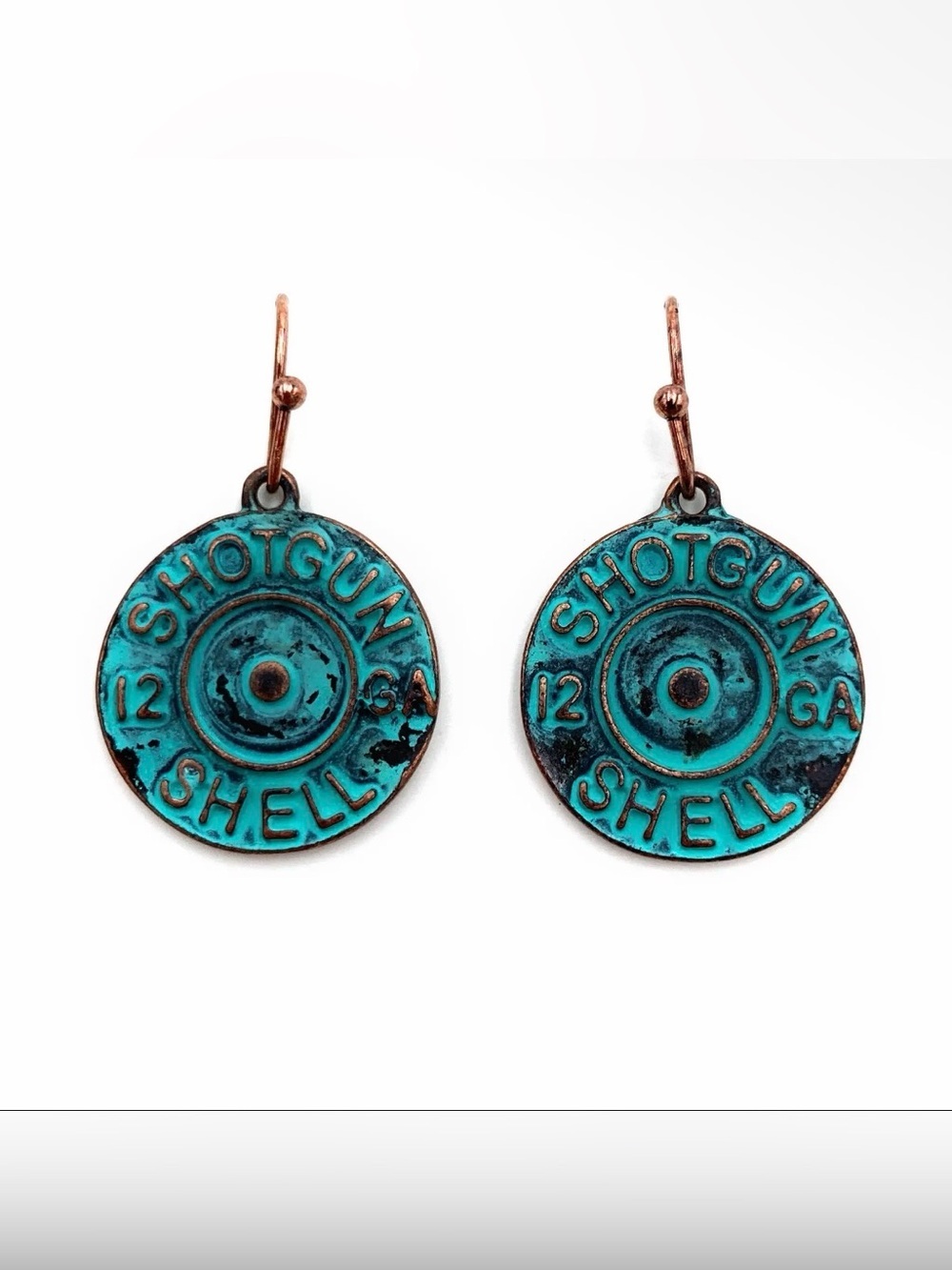 NWT Patina Shotgun Shell Plate Western Hook Dangle Earrings